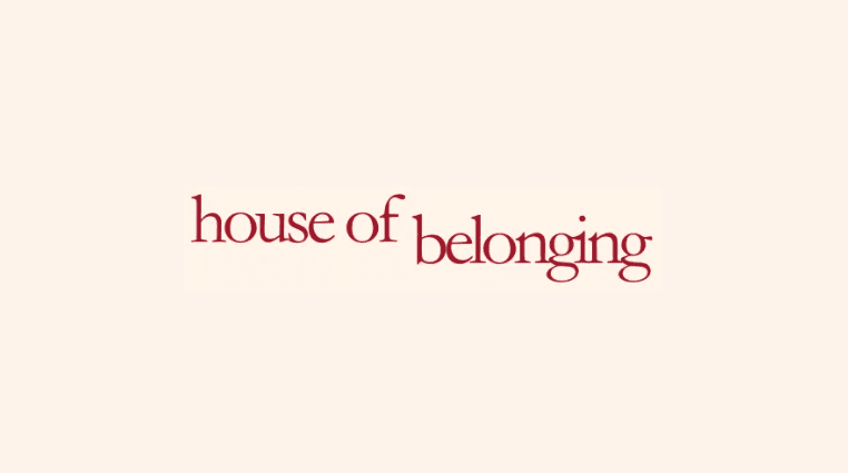 House of Belonging wordmark in dark-red serif lettering on a cream background.