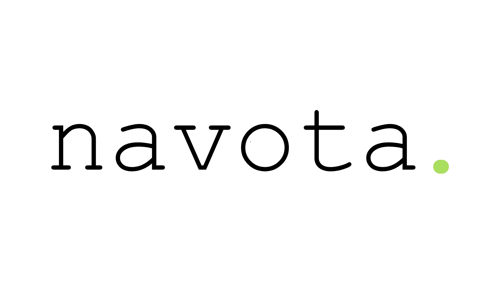 Navota wordmark in black lowercase lettering with a chartreuse dot.